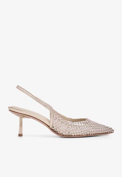 Le Silla Gilda 60 Crystal Mesh Slingback Pumps In Gold