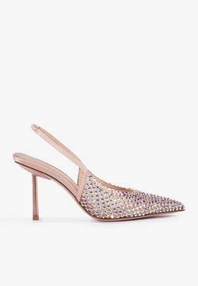 LE SILLA GILDA 80 CRYSTAL-EMBELLISHED SLINGBACK PUMPS
