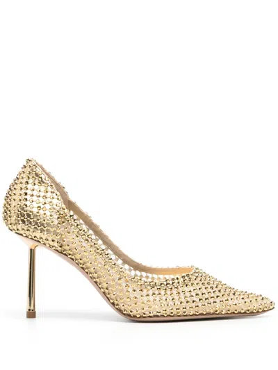 Le Silla Gilda 90mm Crystal-embellished Pumps In Gold