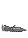 Le Silla Embellished Pointed Toe Ballet Flats With Textured Surface In Gray
