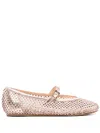 Le Silla Gilda Gold Ballet Flats In Pink