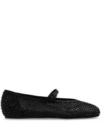 Le Silla Gilda Crystal-embellished Ballerina Shoes In Black