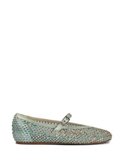 Le Silla Gilda Crystal-embellished Ballerina Shoes In Green
