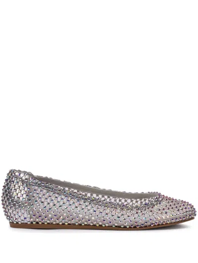 Le Silla Gilda Crystal-embellished Ballerina Shoes In Silver