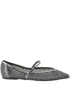 Le Silla Embellished Pointed Toe Ballet Flats With Textured Surface