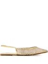 Le Silla Gilda Crystal-embellished Slingback Ballet Flats In Gold