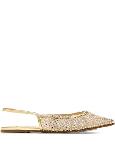 Le Silla Gilda Crystal-embellished Slingback Ballet Flats In Gold