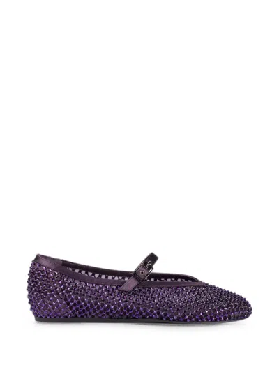 Le Silla Gilda Crystal-embellished Mesh Ballet Flats In Purple