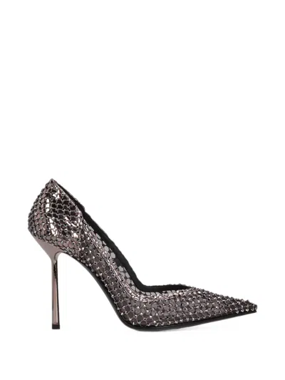 Le Silla Gilda Crystal-embellished Mesh Pumps In Silver