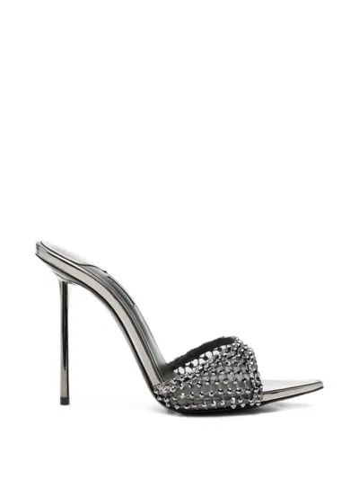 Le Silla Gilda Crystal-embellished Pointed-toe Heeled Sandals In Animal Print