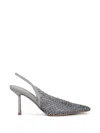 Le Silla 100mm Gilda Crystal-embellished Slingback Pumps In Gray