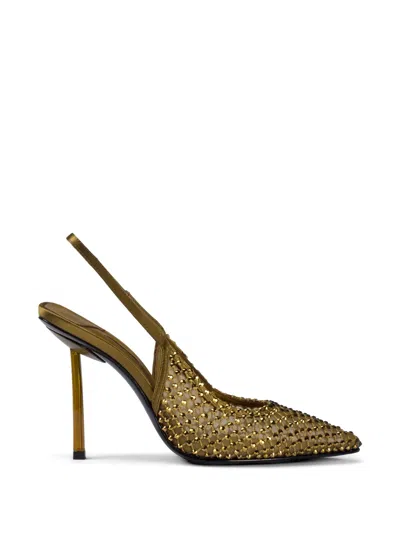 Le Silla Gilda Crystal-embellished Slingback Pumps In Green