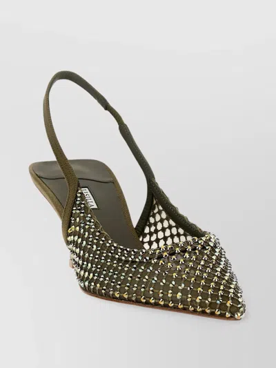 Le Silla Gilda Embellished Kitten Heel Pointed Toe Slingback In Brown