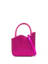 Le Silla Crystal Embellished Satin Shoulder Bag In Rosa