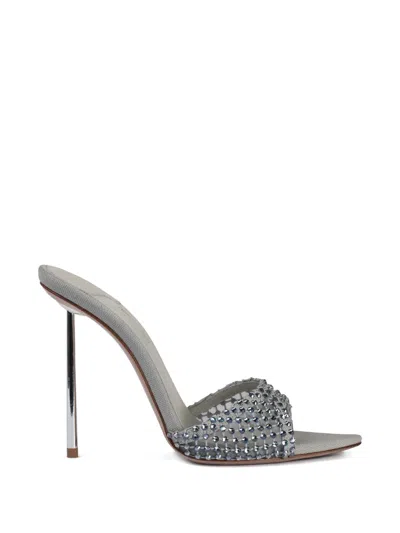 Le Silla Gilda Embellished Mules In Gray