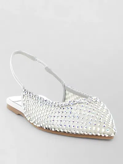 Le Silla Gilda Mesh Ballerina Flats Pointed Toe In Silver
