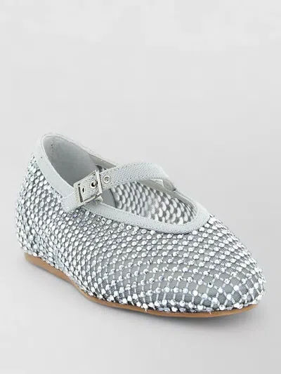Le Silla Gilda Mesh Ballet Flats Round Toe In Gray