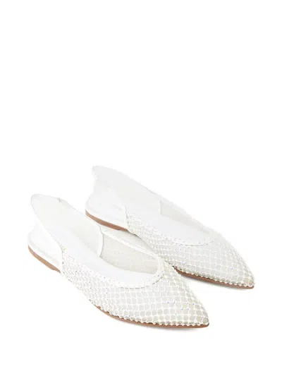 Le Silla Gilda Mesh Flat Pumps In White