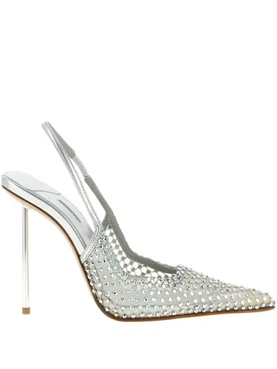 Le Silla Gilda Rhinestone-embellishment Slingback Pumps In Silver