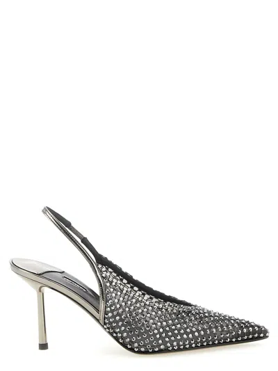 Le Silla Gilda Crystal-embellished Slingback Pumps In Gray