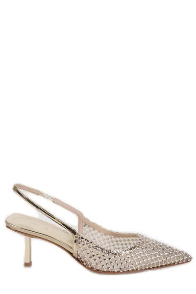 Le Silla Gilda Pumps In Platinum Leather In Gold