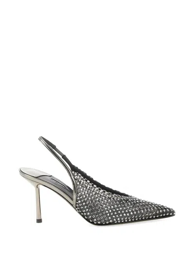 Le Silla 100mm Gilda Crystal-embellished Slingback Pumps In Gray