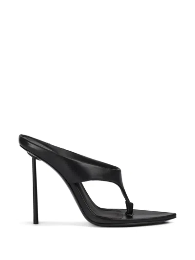 Le Silla Gisele Leather Sandals In Black