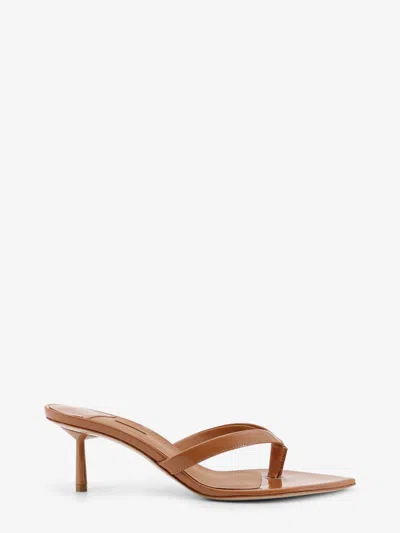Le Silla Gisele Patent Leather Sandals In Brown