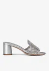Le Silla Glida 60 Fishnet Mule Sandals In Silver