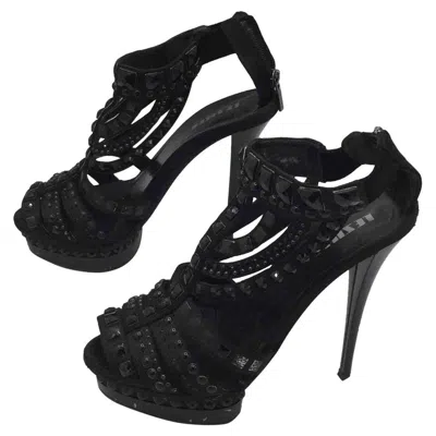 Pre-owned Le Silla Glitter Heels In Black