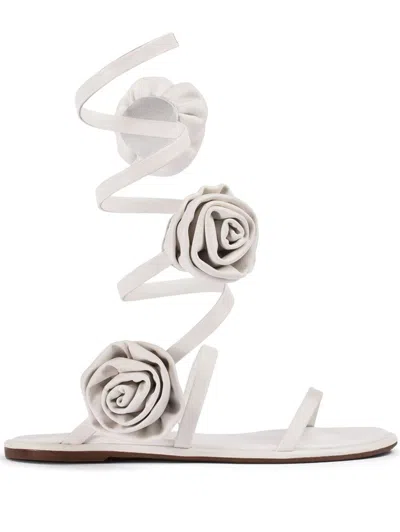 Le Silla Goddess Floral-appliqué Leather Sandals In Neutrals