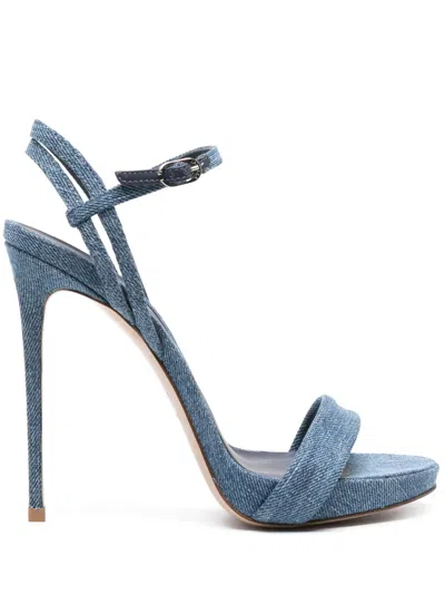 Le Silla Gwen 120mm Denim Sandals In Blue