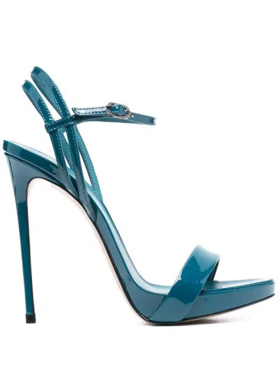 Le Silla Gwen 120mm Patent-leather Sandals In Blue
