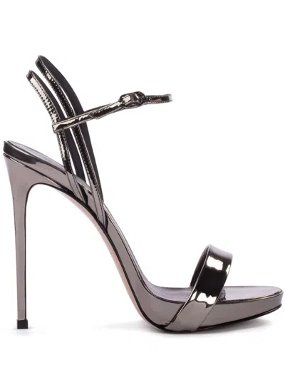 Le Silla Gwen 132mm Metallic-effect Sandals In Silver