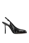 Le Silla Cage Leather 100mm Sling Back Pumps In Black