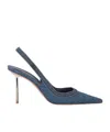 Le Silla Bella Slingback Pumps With Metallic Stiletto Heel In Blue