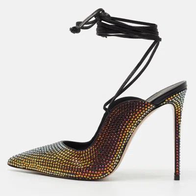 Pre-owned Le Silla Ivy 130mm Size 40 Multicolor Crystals And Satin Pumps