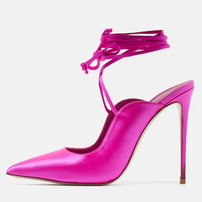 Pre-owned Le Silla Ivy 130mm Size 40 Pink Satin Pumps