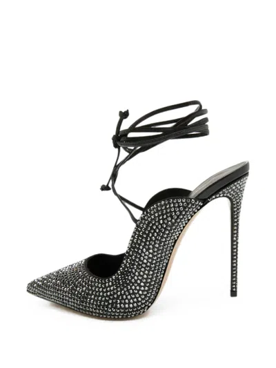 Pre-owned Le Silla Ivy Ankle-wrap Pumps In Black