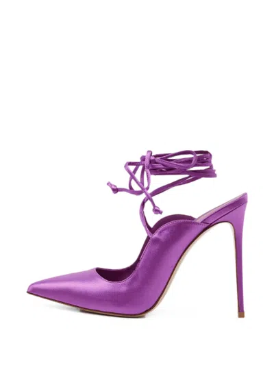 Pre-owned Le Silla Ivy Ankle-wrap Pumps In Purple