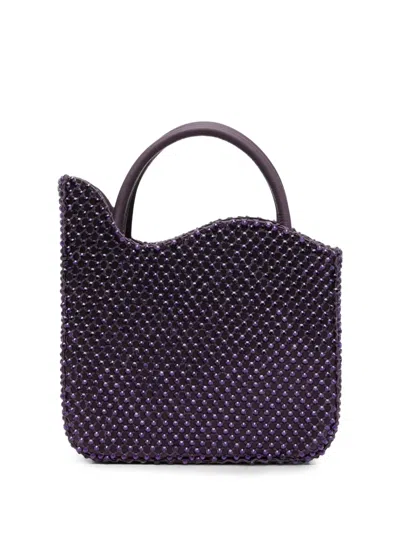 Le Silla Ivy Crystal-embellished Wave-edge Tote Bag In Purple