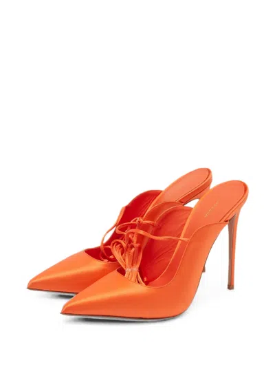 Pre-owned Le Silla Ivy Lace-up Heeled Pumps In Orange