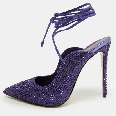 Pre-owned Le Silla Ivy Size 40 Purple Satin Ankle Wrap Pumps