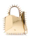 Le Silla Jagger Spike-stud Patent-leather Tote Bag In 金色