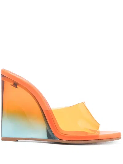 Le Silla 115mm Sculpted-heel Leather Mules In Orange