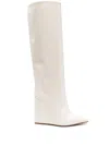 Le Silla Kira 120mm Patent Wedge Boots In Neutrals