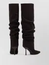 Le Silla Mid-calf Slouchy Boots With Pointed Toe And Stiletto Heel In Brown