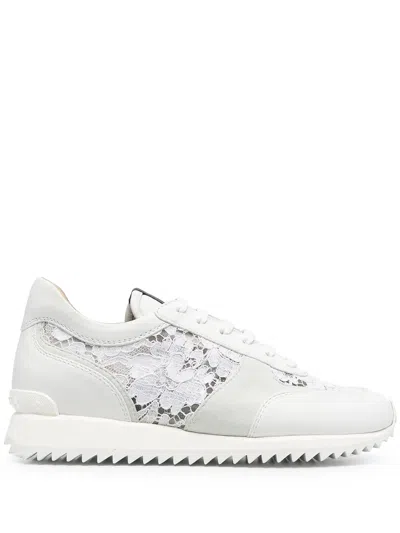LE SILLA LACE-EMBROIDERED LEATHER SNEAKERS