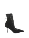 Le Silla Colette Black Velvet Lace-up Ankle Boot In Black