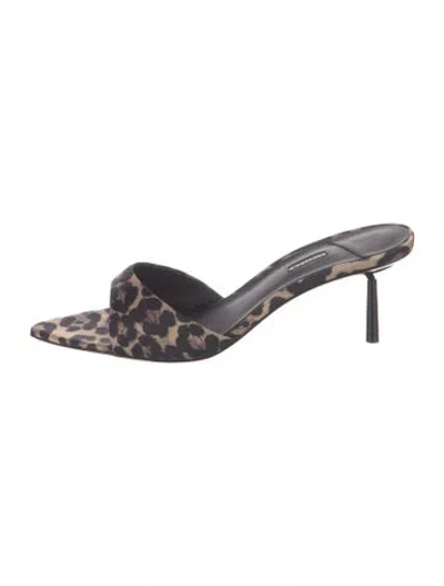 Pre-owned Le Silla Leather Animal Print Slides In Multi